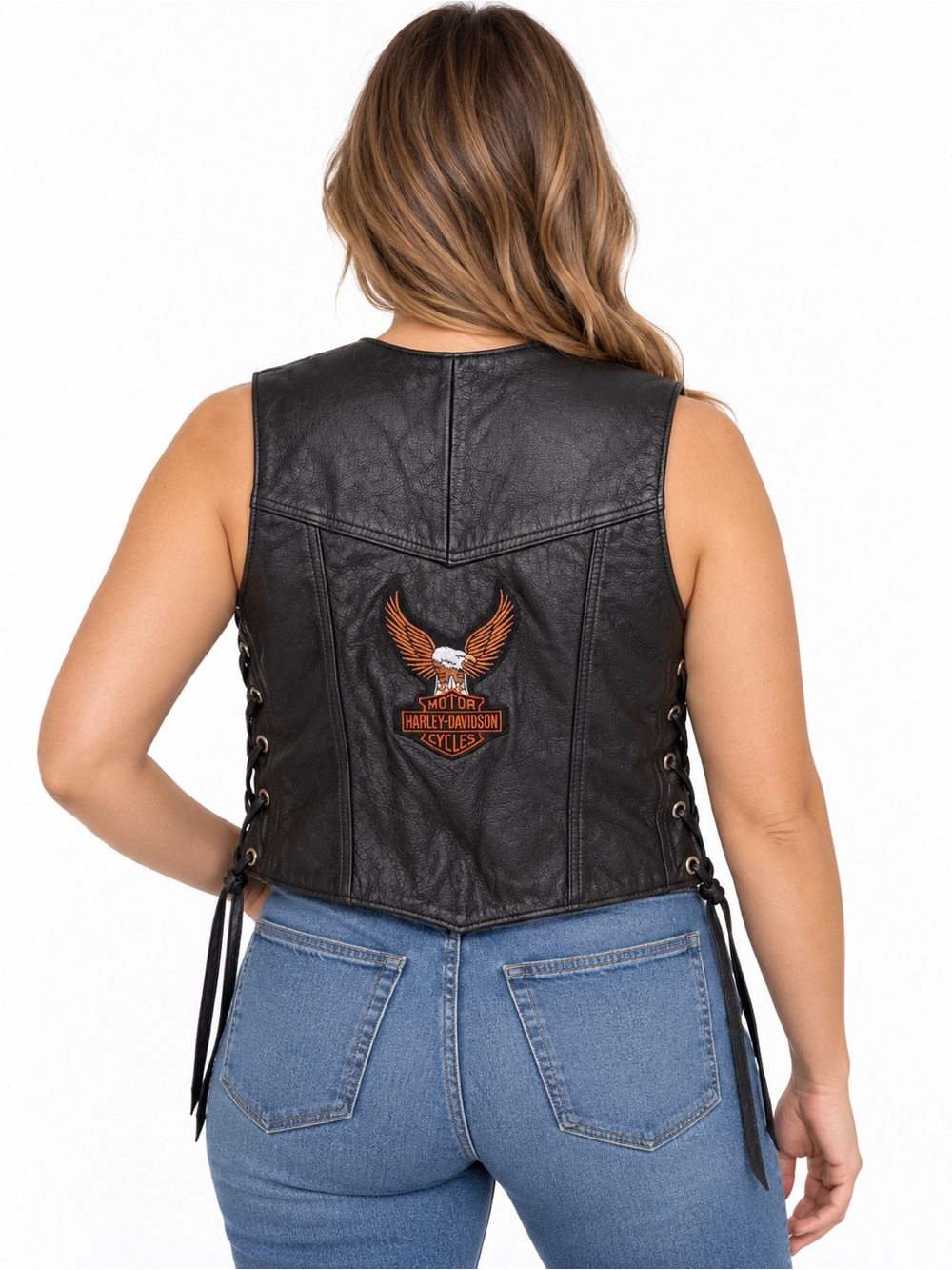 Harley Davidson Black Leather Biker Vest